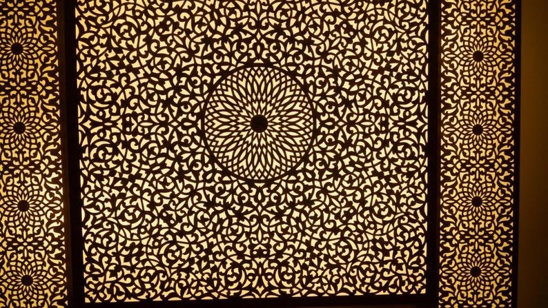 Handmade Moroccan Brass Wall Sconce, Geometric Light Fixture