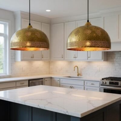 Hammered Brass Dome Pendant Light