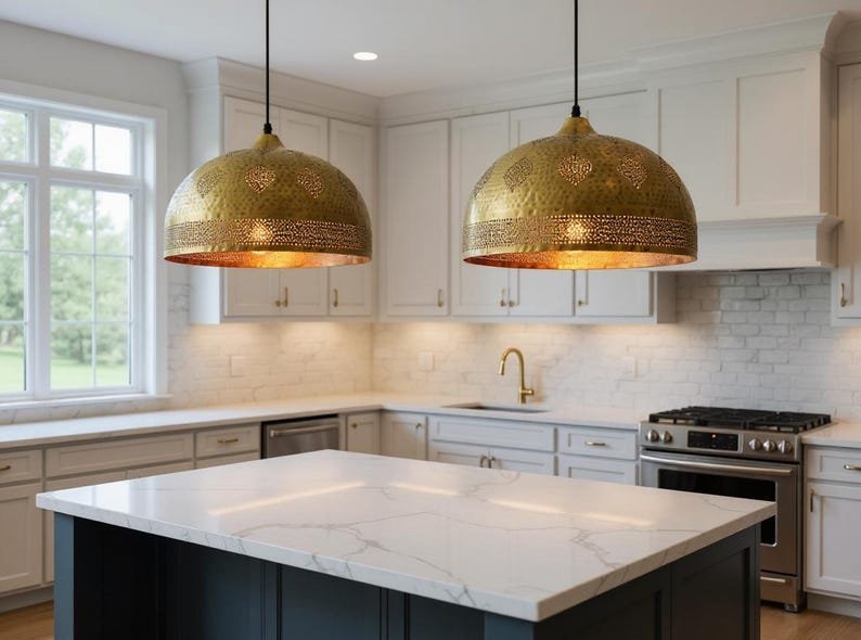 Hammered Brass Dome Pendant Light