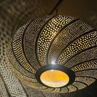 Spiral Pattern Moroccan Brass Pendant Light