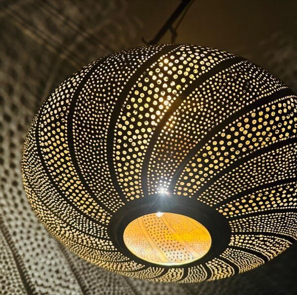 Spiral Pattern Moroccan Brass Pendant Light