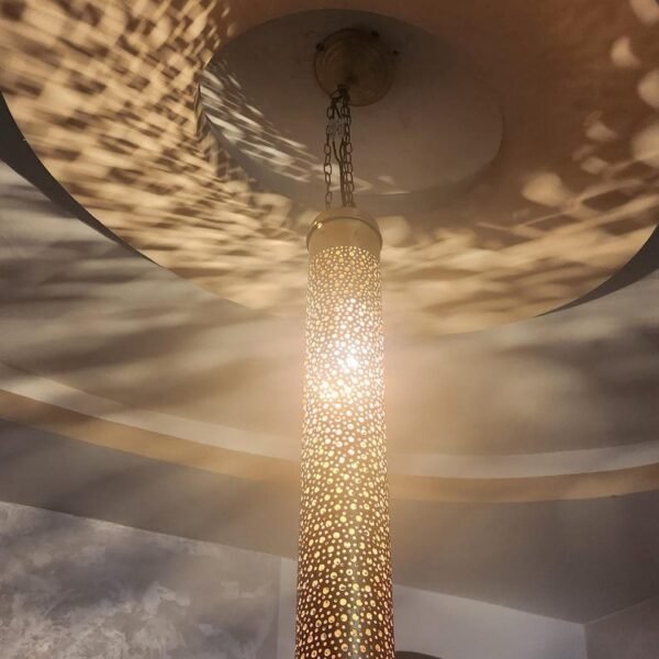 Moroccan Brass Cylinder Pendant Light