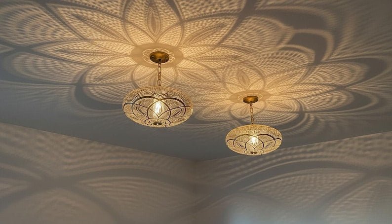 Moroccan Brass Pendant Light, Handmade Home Decor Lighting