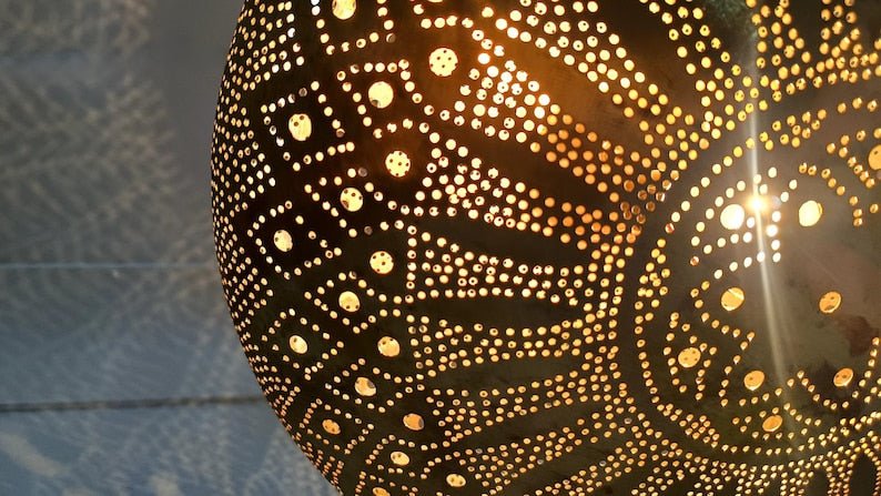 Moroccan Brass Pendant Light: Hammered Lantern with Intricate Shadow Pattern Moroccan Brass Pendant Light: Hammered Lantern with Intricate Shadow Pattern