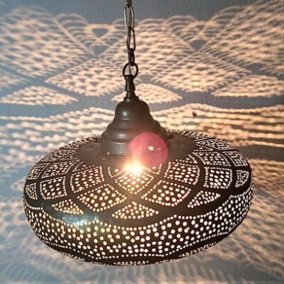Moroccan Brass Hanging Lantern: Boho Pendant Light Fixture Moroccan Brass Hanging Lantern: Boho Pendant Light Fixture