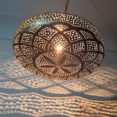 Moroccan Brass Hanging Lantern: Boho Pendant Light Fixture Moroccan Brass Hanging Lantern: Boho Pendant Light Fixture