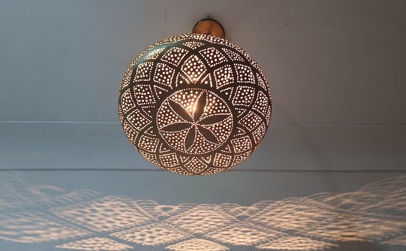 products-LightFixture44 Moroccan Mandala Brass Disc Pendant Light