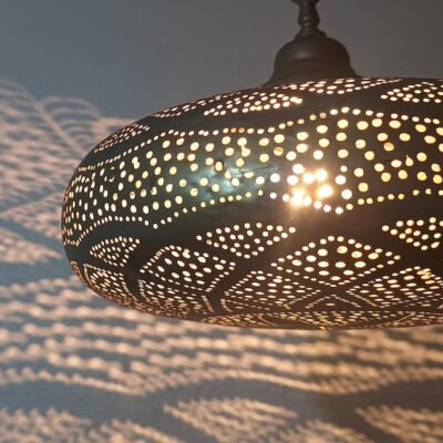 Moroccan Brass Hanging Lantern: Boho Pendant Light Fixture Moroccan Brass Hanging Lantern: Boho Pendant Light Fixture