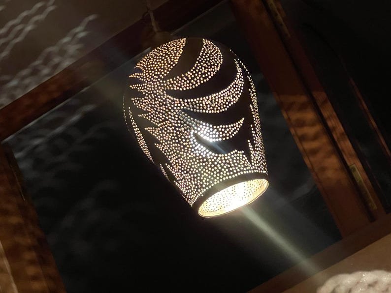 Handmade Moroccan Brass Pendant Light – Boho Hanging Chandelier, Brass Pendant Lighting, Moroccan Light Fixtures