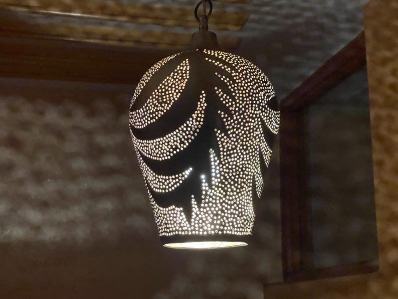 Handmade Moroccan Brass Pendant Light – Boho Hanging Chandelier, Brass Pendant Lighting, Moroccan Light Fixtures