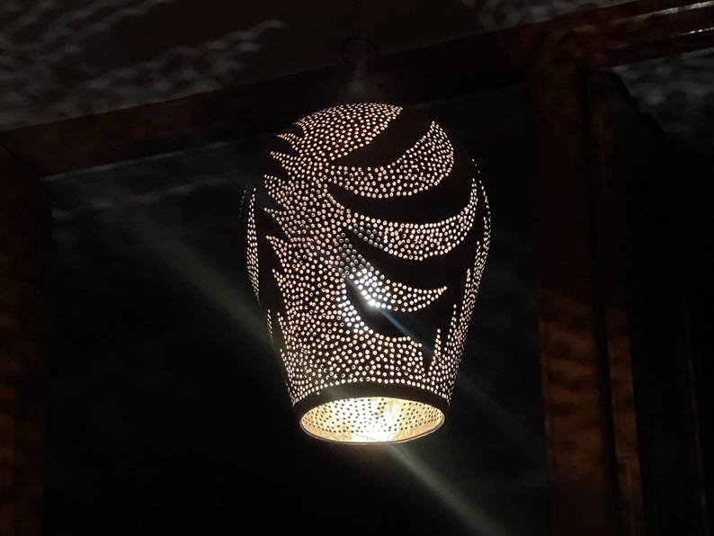 Handmade Moroccan Brass Pendant Light – Boho Hanging Chandelier, Brass Pendant Lighting, Moroccan Light Fixtures