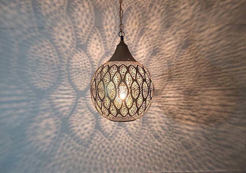 Modern Ceiling Moroccan Pendant Lamp, Hanging Brass Lighting, Moroccan Kitchen Island, Boho Brass lamp, Brass Hangning Pendant Lamp