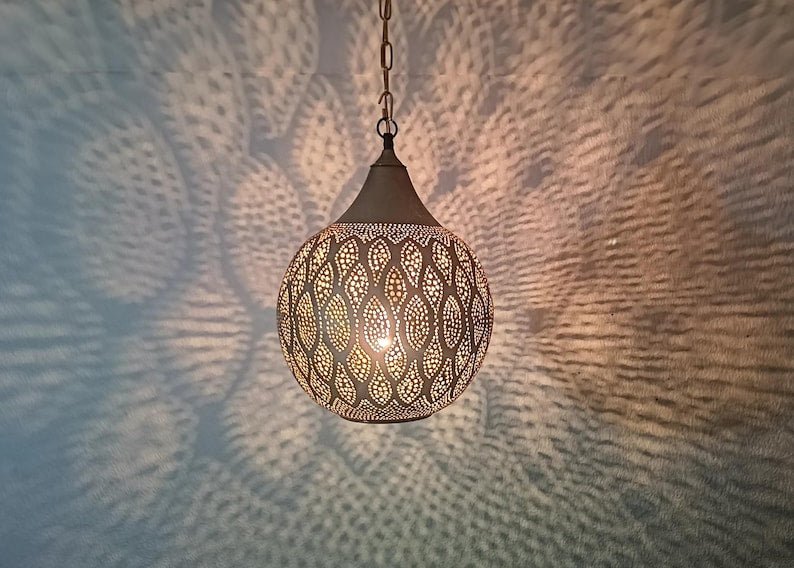 Modern Ceiling Moroccan Pendant Lamp, Hanging Brass Lighting, Moroccan Kitchen Island, Boho Brass lamp, Brass Hangning Pendant Lamp