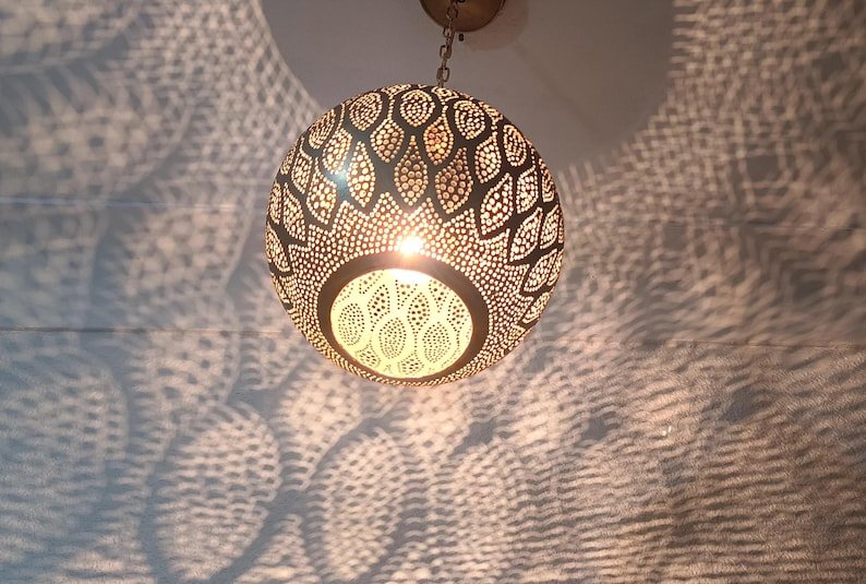 Modern Ceiling Moroccan Pendant Lamp, Hanging Brass Lighting, Moroccan Kitchen Island, Boho Brass lamp, Brass Hangning Pendant Lamp