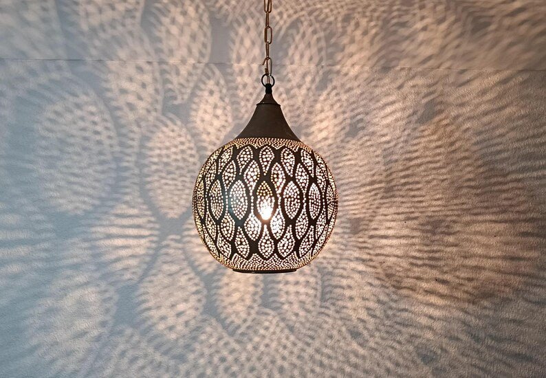Modern Ceiling Moroccan Pendant Lamp, Hanging Brass Lighting, Moroccan Kitchen Island, Boho Brass lamp, Brass Hangning Pendant Lamp