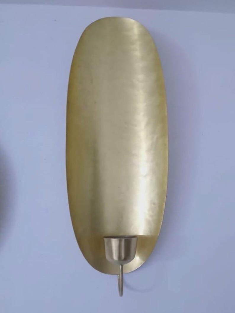 Set of 2 Brass Candle Wall Sconce | Handmade Oval Candle Holder | Moroccan Wall Decor | Modern Rustic Candlelight | Multiple Sizes Set of 2 Brass Candle Wall Sconce | Handmade Oval Candle Holder | Moroccan Wall Decor | Modern Rustic Candlelight | Multiple Sizes