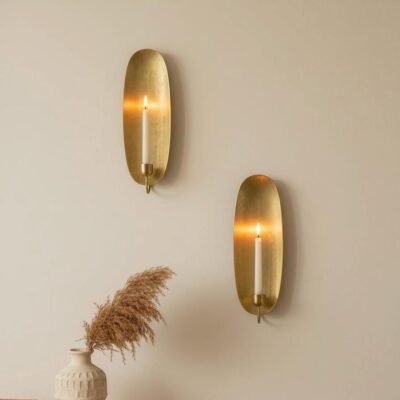 Set of 2 Brass Candle Wall Sconce | Handmade Oval Candle Holder | Moroccan Wall Decor | Modern Rustic Candlelight | Multiple Sizes Set of 2 Brass Candle Wall Sconce | Handmade Oval Candle Holder | Moroccan Wall Decor | Modern Rustic Candlelight | Multiple Sizes