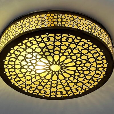 Handmade Moroccan Brass Flush Mount Ceiling Light: Boho Modern Fixture – Duty Free