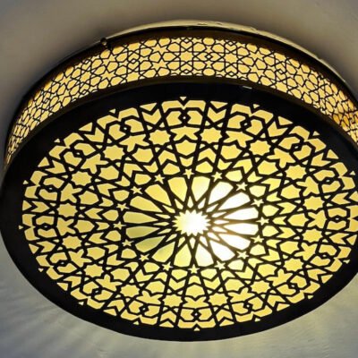 Handmade Moroccan Brass Flush Mount Ceiling Light: Boho Modern Fixture – Duty Free