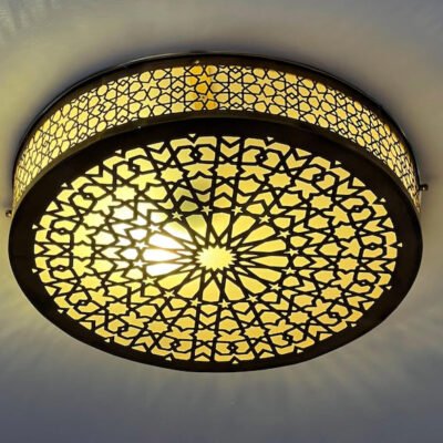 Handmade Moroccan Brass Flush Mount Ceiling Light: Boho Modern Fixture – Duty Free