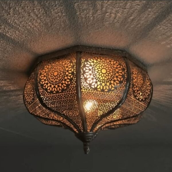 products-NightAmbient5 Moroccan Brass Semi-Flush Ceiling Lantern