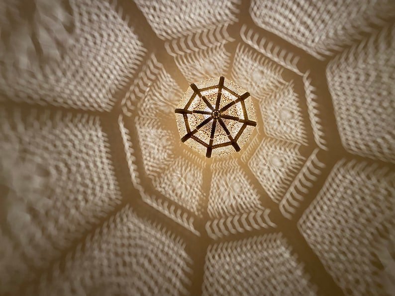 Handmade Moroccan Brass Pendant Light - Ornate Ceiling Lamp