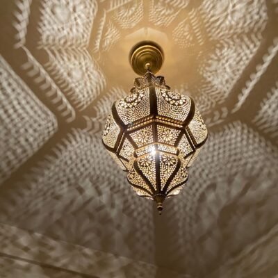 Handmade Moroccan Brass Pendant Light - Ornate Ceiling Lamp