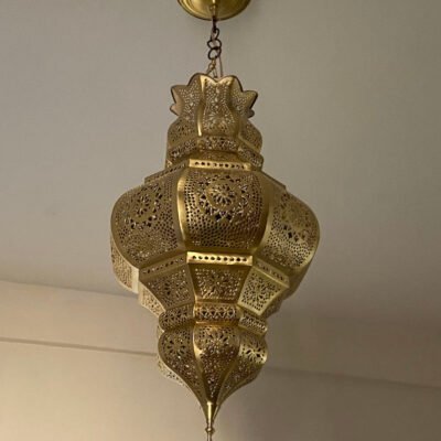 Handmade Moroccan Brass Pendant Light - Ornate Ceiling Lamp