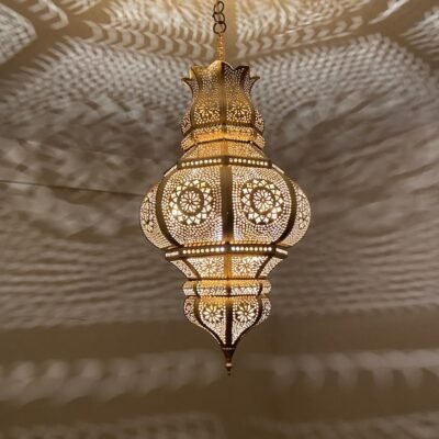 Handmade Moroccan Brass Pendant Light - Ornate Ceiling Lamp