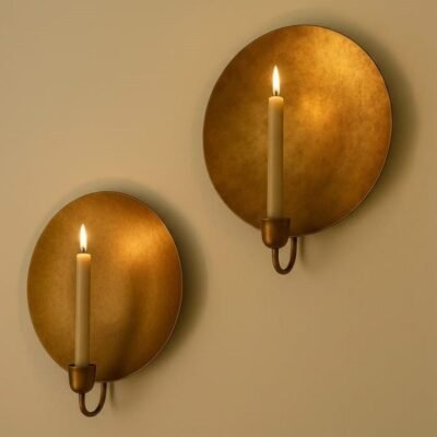 Oxidized Brass Moroccan Candle Sconce: Rustic Green Patina Wall Decor Oxidized Brass Moroccan Candle Sconce: Rustic Green Patina Wall Decor