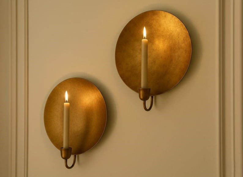 Oxidized Brass Moroccan Candle Sconce: Rustic Green Patina Wall Decor Oxidized Brass Moroccan Candle Sconce: Rustic Green Patina Wall Decor