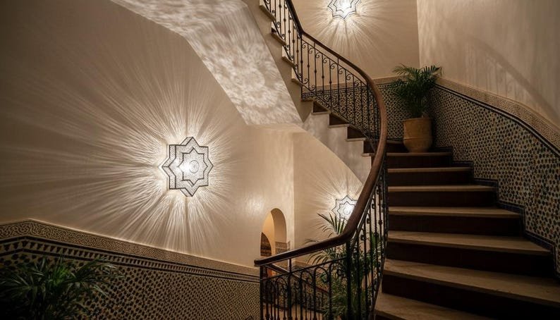 Handmade Moroccan Brass Wall Sconce, Art Decor Lighting