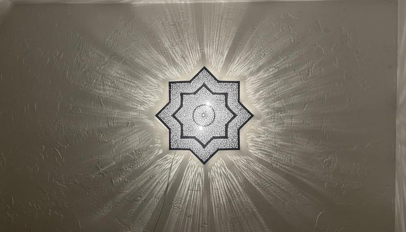 Handmade Moroccan Brass Wall Sconce, Art Decor Lighting