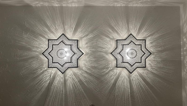 Handmade Moroccan Brass Wall Sconce, Art Decor Lighting