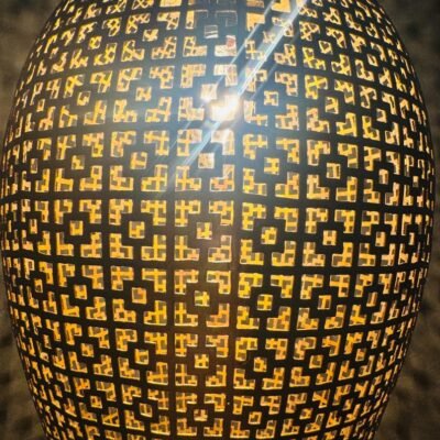 Contemporary Moroccan Sphere Light – Laser-Cut Brass Pendant with Lattice Shadow Patterns