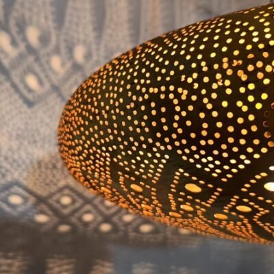 Moroccan Brass Pendant Light: Hammered Lantern with Intricate Shadow Pattern Moroccan Brass Pendant Light: Hammered Lantern with Intricate Shadow Pattern