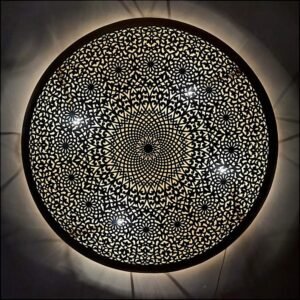 Large Round Moroccan Brass Wall Sconce