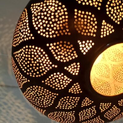 Handmade Moroccan Brass Pendant Light: Shadow Pattern Lantern