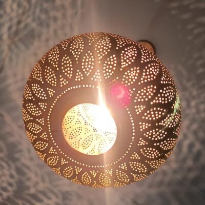 Handmade Moroccan Brass Pendant Light: Shadow Pattern Lantern