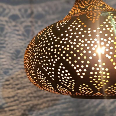 Handmade Moroccan Brass Pendant Light: Shadow Pattern Lantern