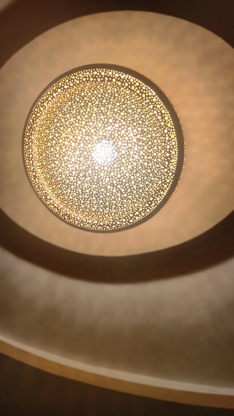 Handmade Moroccan Brass Pendant Light – Spherical Marrakesh Ceiling Lamp, Moroccan Chandelier, Arabian Lighting
