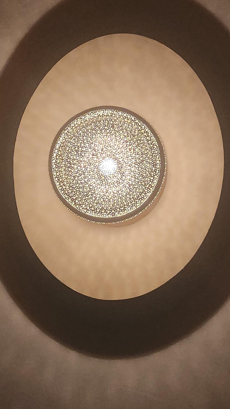 Handmade Moroccan Brass Pendant Light – Spherical Marrakesh Ceiling Lamp, Moroccan Chandelier, Arabian Lighting