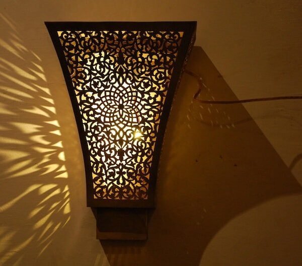 products-Vint1 Moroccan Pierced Metal Wall Sconce