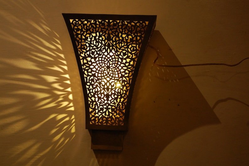 Handcrafted Moroccan Brass Wall Sconce – Vintage Style Light Fixture
