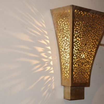 Handcrafted Moroccan Brass Wall Sconce – Vintage Style Light Fixture