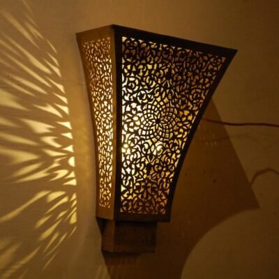 Handcrafted Moroccan Brass Wall Sconce – Vintage Style Light Fixture