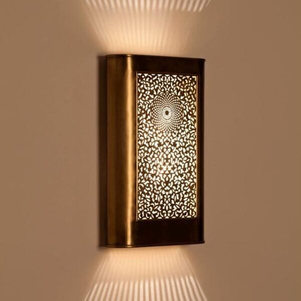 products-Vintage55 Rectangular Moroccan Brass Wall Sconce