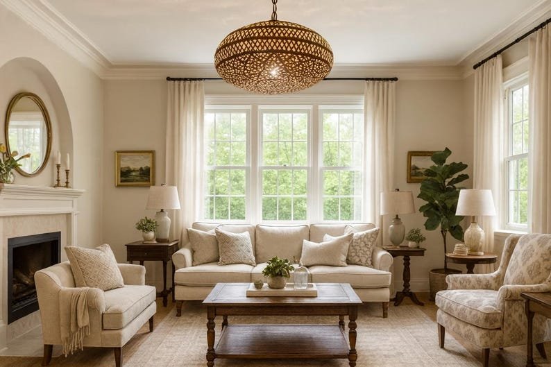 Handcrafted Brass Pendant Light • Moroccan Pierced Lamp • Boho Ceiling Fixture • Warm Shadow Effect • Handmade Metal Lighting