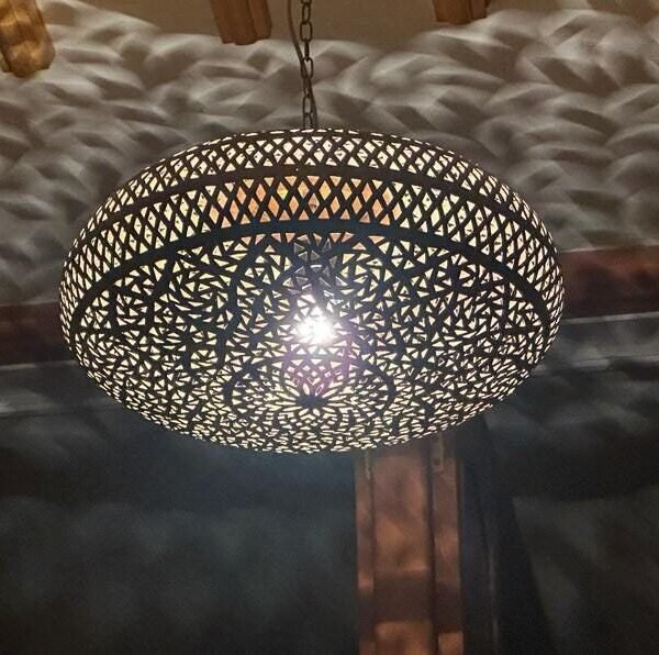 Round Moroccan Brass Pendant Lamp