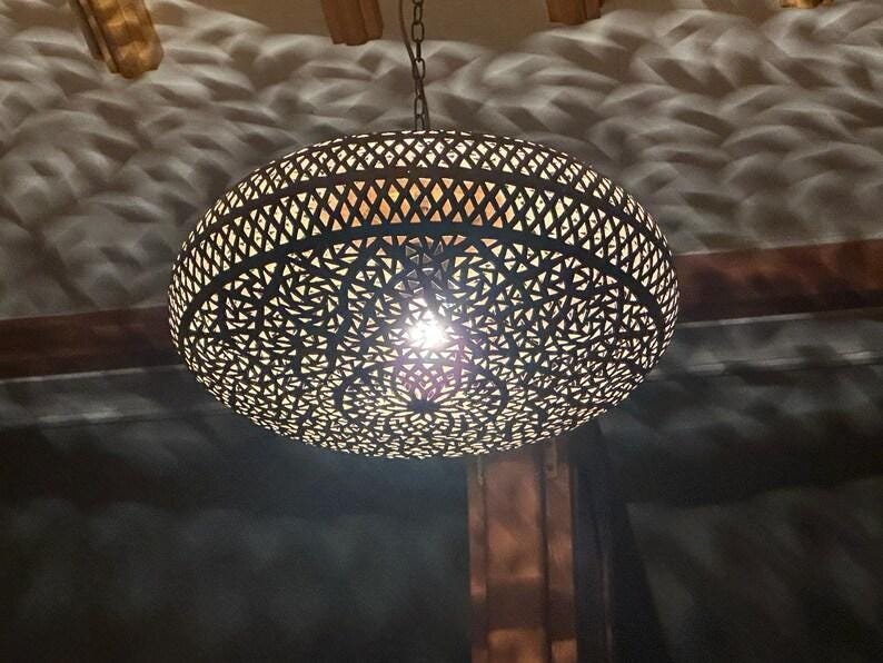 Round Moroccan Brass Pendant Lamp